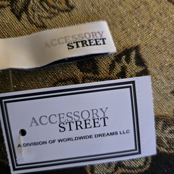 Accessory Street Elegant Floral Paisley Patterned Scarf, Metallic Gold/Brown - Picture 8 of 8